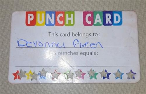  Devonnci Green's Punch Card